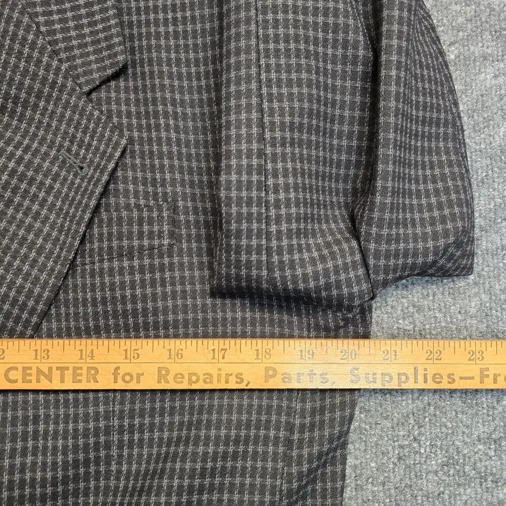 Luigi Bianchi Windowpane 100% Wool Check Plaid Blazer Sz EU 46S Made In Italy